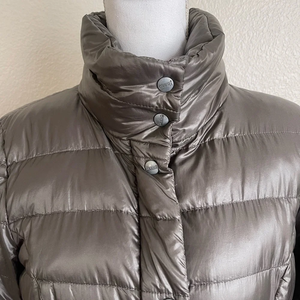 Herno Metallic Gray Puffer Jacket - Picture 3 of 15